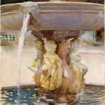 Spanish Fountain by John Singer Sargent, a living room wall art print for refined interiors