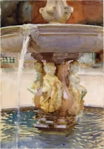 Spanish Fountain by John Singer Sargent, a living room wall art print for refined interiors
