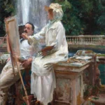 The Fountain, Villa Torlonia Frascati, Italy by John Singer Sargent, a living room wall art print for refined interiors