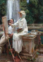 The Fountain, Villa Torlonia Frascati, Italy by John Singer Sargent, a living room wall art print for refined interiors