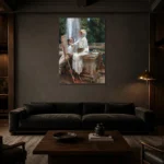 John Singer Sargent The Fountain, Villa Torlonia Frascati, Italy Living Room Wall Art Print shown in a warm modern interior