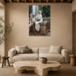 John Singer Sargent The Fountain, Villa Torlonia Frascati, Italy Living Room Wall Art Print presented in a sophisticated home setting