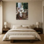 John Singer Sargent The Fountain, Villa Torlonia Frascati, Italy Living Room Wall Art Print showcased in an elegant minimalist interior