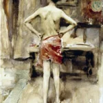 The Model by John Singer Sargent, a living room wall art print for refined interiors
