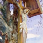 Tyrolese Crucifix by John Singer Sargent, a living room wall art print for refined interiors