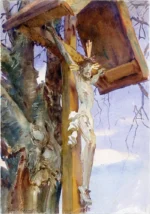 Tyrolese Crucifix by John Singer Sargent, a living room wall art print for refined interiors