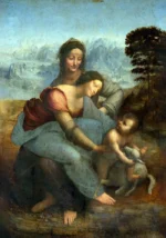 The Virgin and Child with St. Anne by Leonardo da Vinci, a kids room wall art print for refined interiors