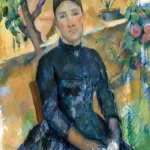 Madame Cézanne in the Conservatory by Paul Cézanne, a living room wall art print for refined interiors