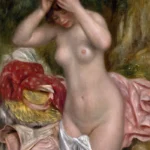 Bather Arranging Her Hair by Pierre-Auguste Renoir, a bedroom wall art print for refined interiors