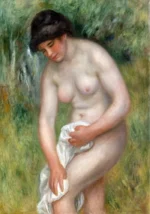 Bather Drying Herself (Baigneuse s’essuyant) by Pierre-Auguste Renoir, a bedroom wall art print for refined interiors
