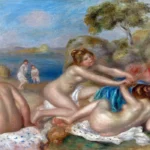 Bathers Playing with a Crab by Pierre-Auguste Renoir, a bedroom wall art print for refined interiors