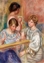 Embroiderers (Les Brodeuses) by Pierre-Auguste Renoir, a living room wall art print for refined interiors