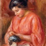 Girl Darning (Femme reprisant) by Pierre-Auguste Renoir, a living room wall art print for refined interiors