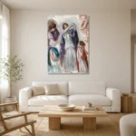 Pierre-Auguste Renoir Scène antique, femmes en péplum Living Room Wall Art Print styled in a refined neutral interior