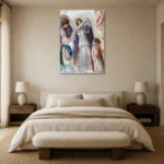Pierre-Auguste Renoir Scène antique, femmes en péplum Living Room Wall Art Print showcased in an elegant minimalist interior