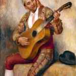 The Spanish Guitarist by Pierre-Auguste Renoir, a living room wall art print for refined interiors