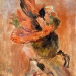 Woman’s Head with Red Hat (1890s.) by Pierre-Auguste Renoir, a living room wall art print for refined interiors