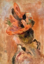 Woman’s Head with Red Hat (1890s.) by Pierre-Auguste Renoir, a living room wall art print for refined interiors