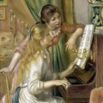 Young Girls at the Piano by Pierre-Auguste Renoir, a kids room wall art print for refined interiors