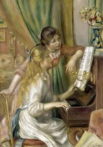 Young Girls at the Piano by Pierre-Auguste Renoir, a kids room wall art print for refined interiors