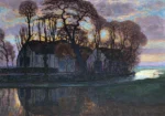 Farm Near Duivendrecht, in the Evening by Piet Mondrian, an office wall art print for refined interiors