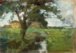 Farm with Tree and Irrigation Ditch by Piet Mondrian, an office wall art print for refined interiors