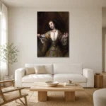 Rembrandt Lucretia Living Room Wall Art Print styled in a refined neutral interior