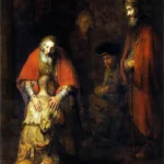 Return of the Prodigal Son by Rembrandt, a living room wall art print for refined interiors