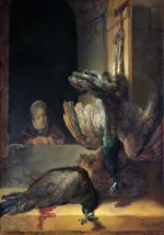 Still Life with Peacocks by Rembrandt, a kitchen wall art print for refined interiors