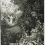 The Angel Appearing to the Shepherds by Rembrandt, a living room wall art print for refined interiors