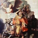 The Donkey of the Prophet Balaam by Rembrandt, a living room wall art print for refined interiors