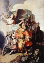 The Donkey of the Prophet Balaam by Rembrandt, a living room wall art print for refined interiors