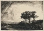 The Three Trees by Rembrandt, a living room wall art print for refined interiors