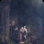 The Visitation by Rembrandt, a living room wall art print for refined interiors