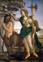 Pallas And The Centaur by Sandro Botticelli, a living room wall art print for refined interiors