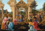 The Adoration Of The Magi by Sandro Botticelli, a living room wall art print for refined interiors