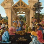 The Adoration Of The Magi by Sandro Botticelli, a living room wall art print for refined interiors