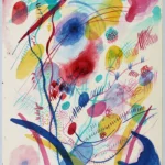 Composition in red, blue, green and yellow by Wassily Kandinsky, an office wall art print for refined interiors