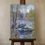 Vincent van Gogh Fishing in Spring, the Pont de Clichy (Asnières) Living Room Wall Art Print displayed on a studio easel