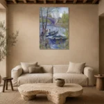 Vincent van Gogh Fishing in Spring, the Pont de Clichy (Asnières) Living Room Wall Art Print presented in a sophisticated home setting