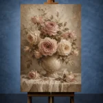 Antique Rose Still Life Rose Wall Art Canvas Print - Image 2