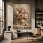Antique Rose Still Life Rose Wall Art Canvas Print - Image 3