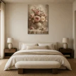 Antique Rose Still Life Rose Wall Art Canvas Print showcased in an elegant minimalist interior