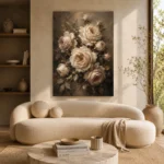 Ivory & Taupe Rose Wall Art Canvas Print - Image 9