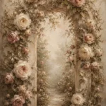 Antique Rose & Sage Rose Arch Wall Art Canvas Print
