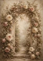 Antique Rose & Sage Rose Arch Wall Art Canvas Print