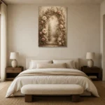 Antique Rose & Sage Rose Arch Wall Art Canvas Print showcased in an elegant minimalist interior