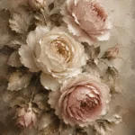 Antique Rose & Pearl Close Study Rose Wall Art Canvas Print