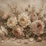 Antique Rose & Mushroom Beige Rose Wall Art Canvas Print