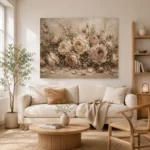 Antique Rose & Mushroom Beige Rose Wall Art Canvas Print - Image 8